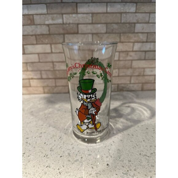 Vintage 1982 Mickey's Christmas Carol Glass Scrooge McDuck Disney Coca Cola Coke - Picture 1 of 2